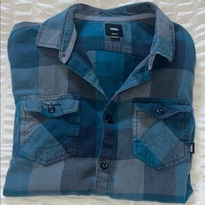 Vans Teal and Gray Plaid Shirt